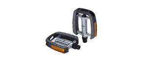 Trekking Pedal Alu-Kunststoff CrMo Achse, silber-grau, mit Reflektoren 